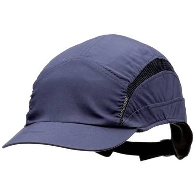 Dunkelblaue Schirmmütze mit Belüftungseinsätzen an den Seiten, verstellbarem Kinnriemen, geeignet für Outdoor-Aktivitäten.