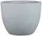 Grauer, runder Blumentopf mit mattem Finish, ohne Pflanzen oder Dekoration.