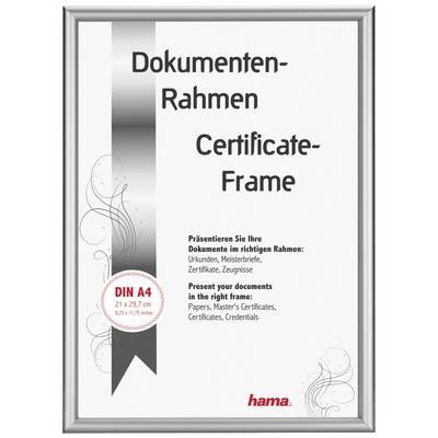 'Dokumentenrahmen' und 'Certificate Frame' in Silberrahmen, passend für A4-Dokumente. Geeignet für Urkunden, Zertifikate und mehr.