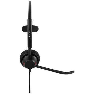 Ein schwarzes, kabelgebundenes Headset mit Mikrofonarm und Ohrpolster. Die Marke ist seitlich auf dem Bügel zu sehen.