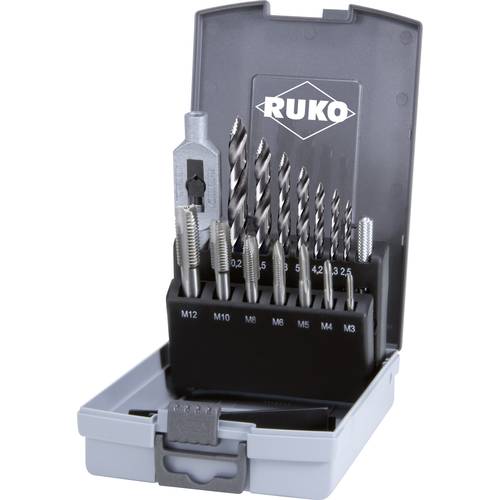 RUKO 259004RO Handgewindebohrer-Set 15teilig M3 - M12 DIN 352, DIN 338 HSS 1 Set