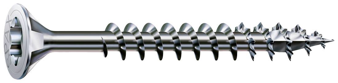 Silberne Schraube mit kreuzförmigem Kopf und spitzen Gewinden für festen Halt, vor weißem Hintergrund.