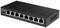 Acht-Port-Netzwerk-Switch mit schwarzem Gehäuse, Markenaufdruck und LED-Anzeigen für Netzwerkverbindungen und Stromstatus.