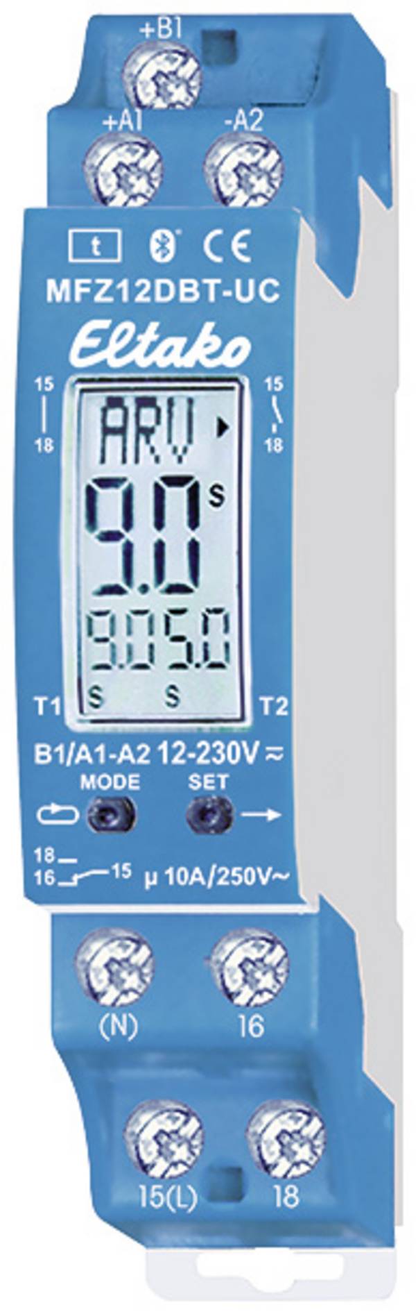 Eltako 23001003 MFZ12DBT-UC Zeitrelais Multifunktional 230 V/AC 1 St. Zeitbereich: 0.1 - 14400 s 1 Wechsler Piece