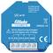 Blaues Modul von Eltako, Modell F4USM61B, mit Batteriefach für CR2032 3V. Mit Anschlüssen E1–E4, GND. Warnhinweis: 'keine Spannung anlegen'. 