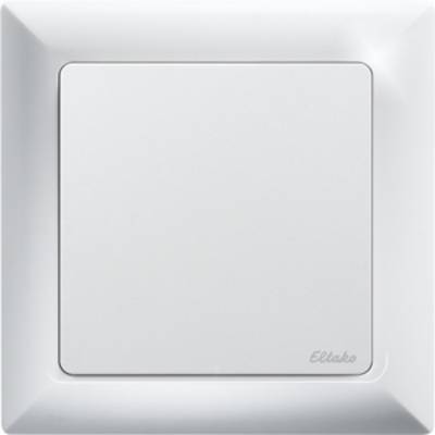 Weißer Wandschalter mit quadratischer Form und abgerundeten Ecken, montiert auf einer ebenen Oberfläche.