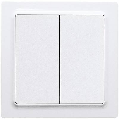 Ein weißer Doppelschalter an einer Wand, zur Steuerung elektrischer Geräte oder Beleuchtung.