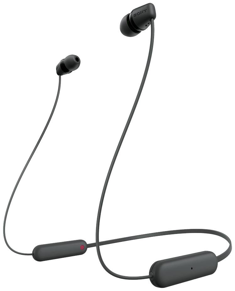 Sony WI-C100 In Ear Headset Bluetooth® Stereo Schwarz Headset, Klang-Personalisierung, Lautstärkeregelung, Nackenband, S-0