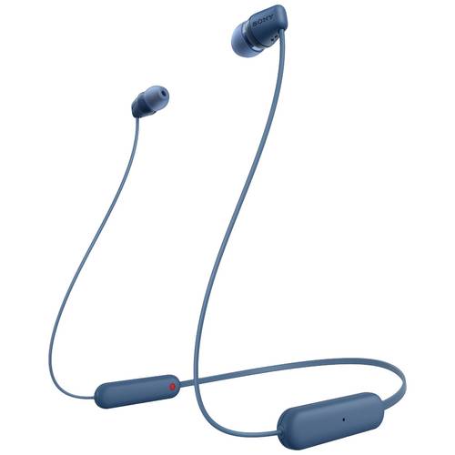 Sony WI-C100 In Ear Headset Bluetooth® Stereo Blau Headset, Klang-Personalisierung, Lautstärkeregelung, Nackenband, Schw...