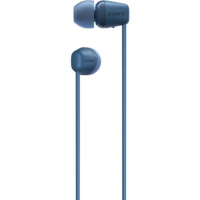Blaue, kabelgebundene In-Ear-Kopfhörer mit Sony-Logo auf den Ohrstöpseln.