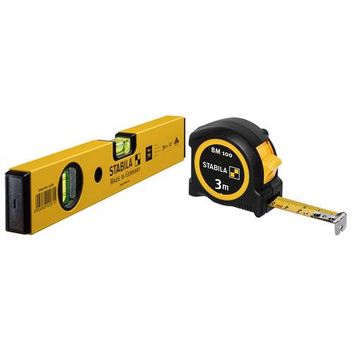 Stabila Wasserwaage Type 70 + Taschenbandmaß BM 100 4064161237060 Leichtmetall-Wasserwaage 30 cm