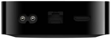 Auf diesem Bild sieht man einen Apple Tv von hinten mit Ethernet-Anschluss