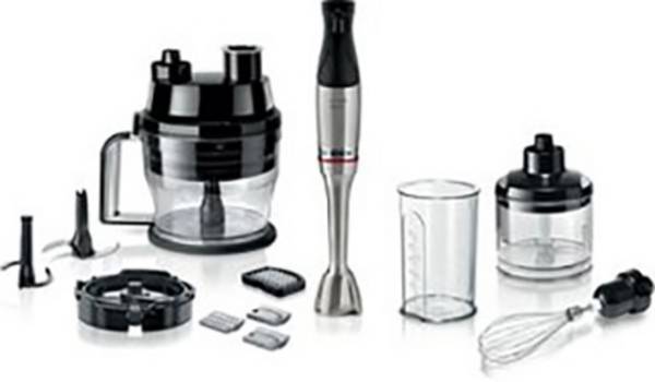 Bosch Haushalt ErgoMaster Serie 6 Stabmixer 1200 W mit Messbecher, mit Mixbecher, Multifunktion, Schneebesenaufsatz, BPA-frei Edelstahl, Schwarz