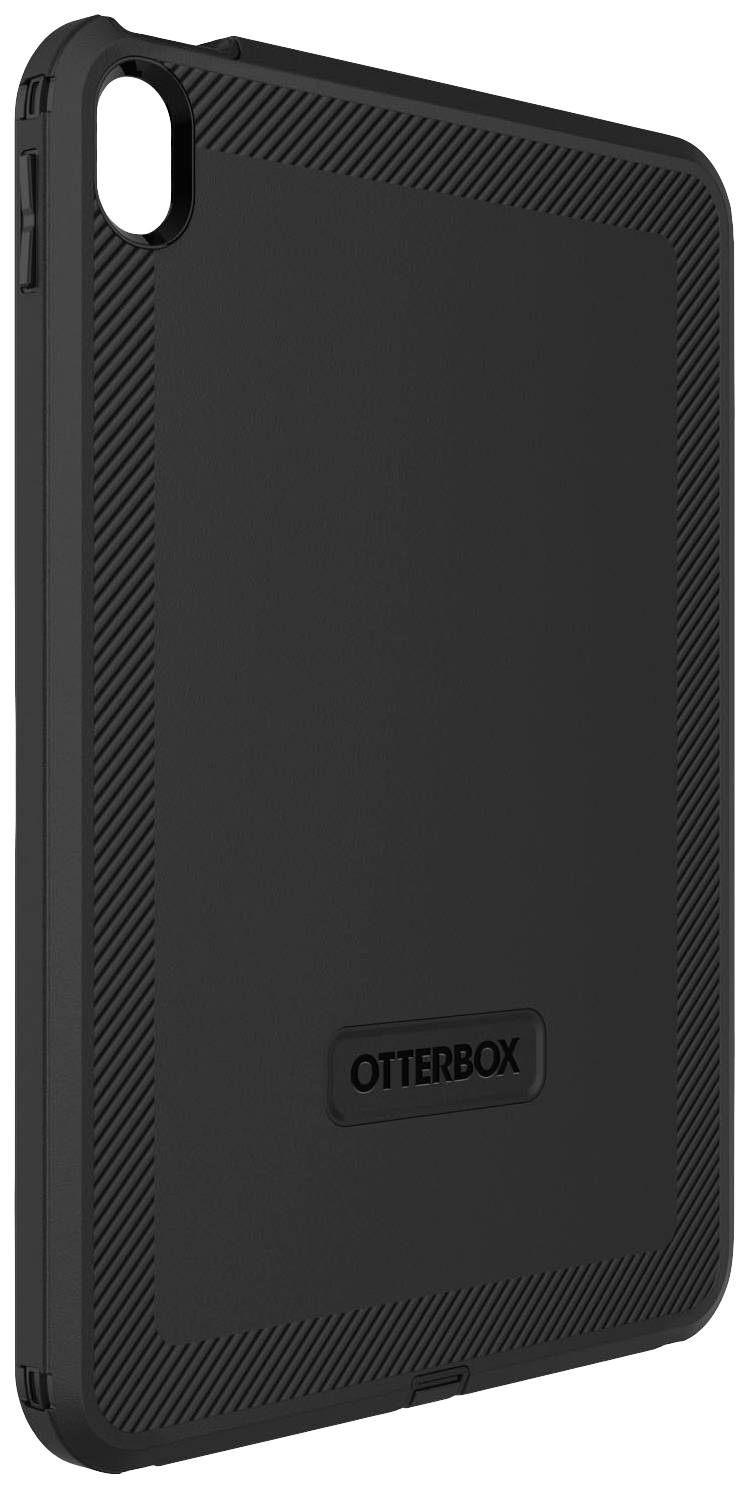 Schwarze Otterbox-Schutzhülle für ein Tablet, seitliche Ansicht.