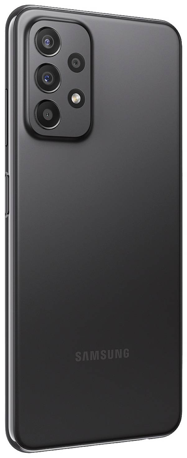 Ein schwarzes Smartphone von Samsung mit mehreren Kameralinsen auf der Rückseite.