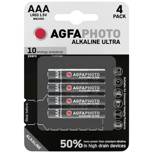 Thumbnail - AgfaPhoto Ultra LR03 Micro (AAA)-Batterie Alkali-Mangan 1.5 V 4 St.