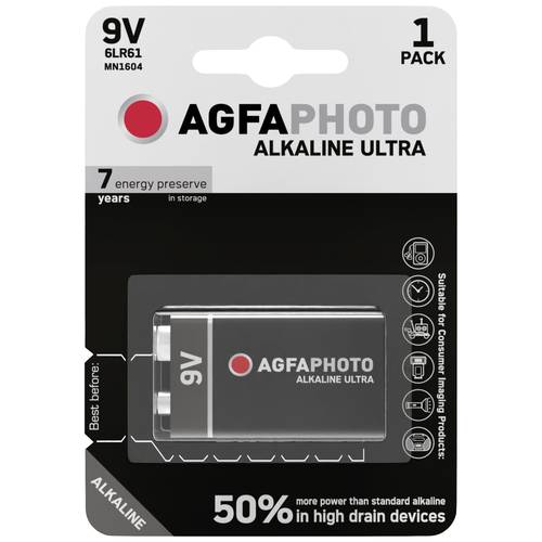 AgfaPhoto Ultra 6LR61 9 V Block-Batterie Alkali-Mangan 9 V 1 St.