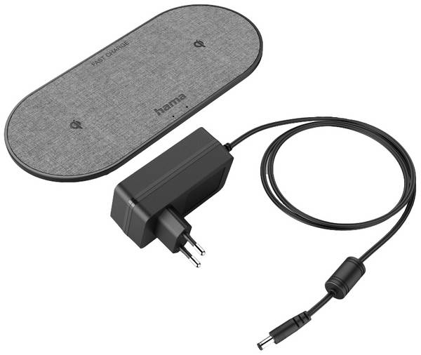 hama 00201682 Wireless Charger "QI-FC10 DUO", 10 W, kabelloses Smartphone-Ladepad, Schw.