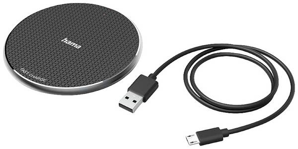 hama 00201683 Wireless Charger "QI-FC10", 10 W, kabelloses Smartphone-Ladepad, Schwarz