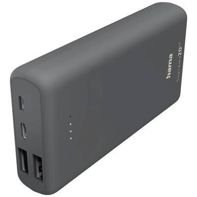 Hama Supreme 20HD Powerbank 20000 mAh  LiPo USB-A, USB-C® Dunkelgrau 
