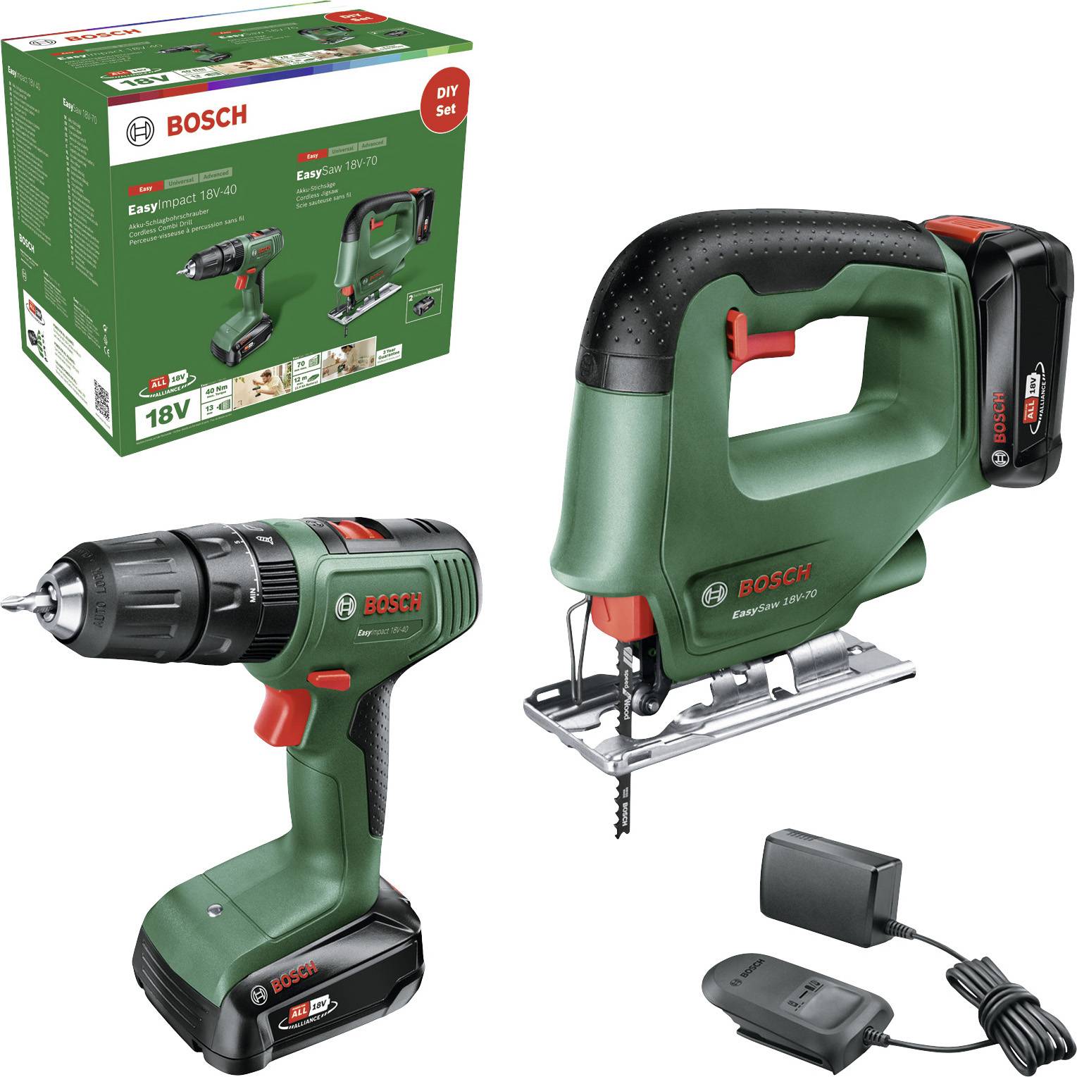 BOSCH EasyImpact 18V-40+ EasySaw 18V-70 06039D810A Akkugeräte Werkzeugset (06039D810A)