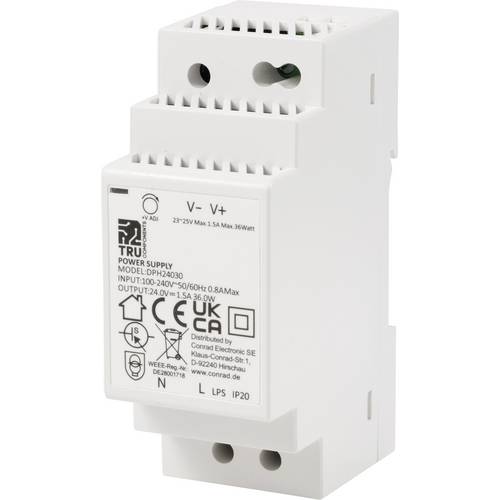 TRU COMPONENTS TC-10580812 Hutschienen-Netzteil (DIN-Rail) 24 V/DC 1.5 A 36 W Anzahl Ausgänge:1 x Inhalt 1 St.