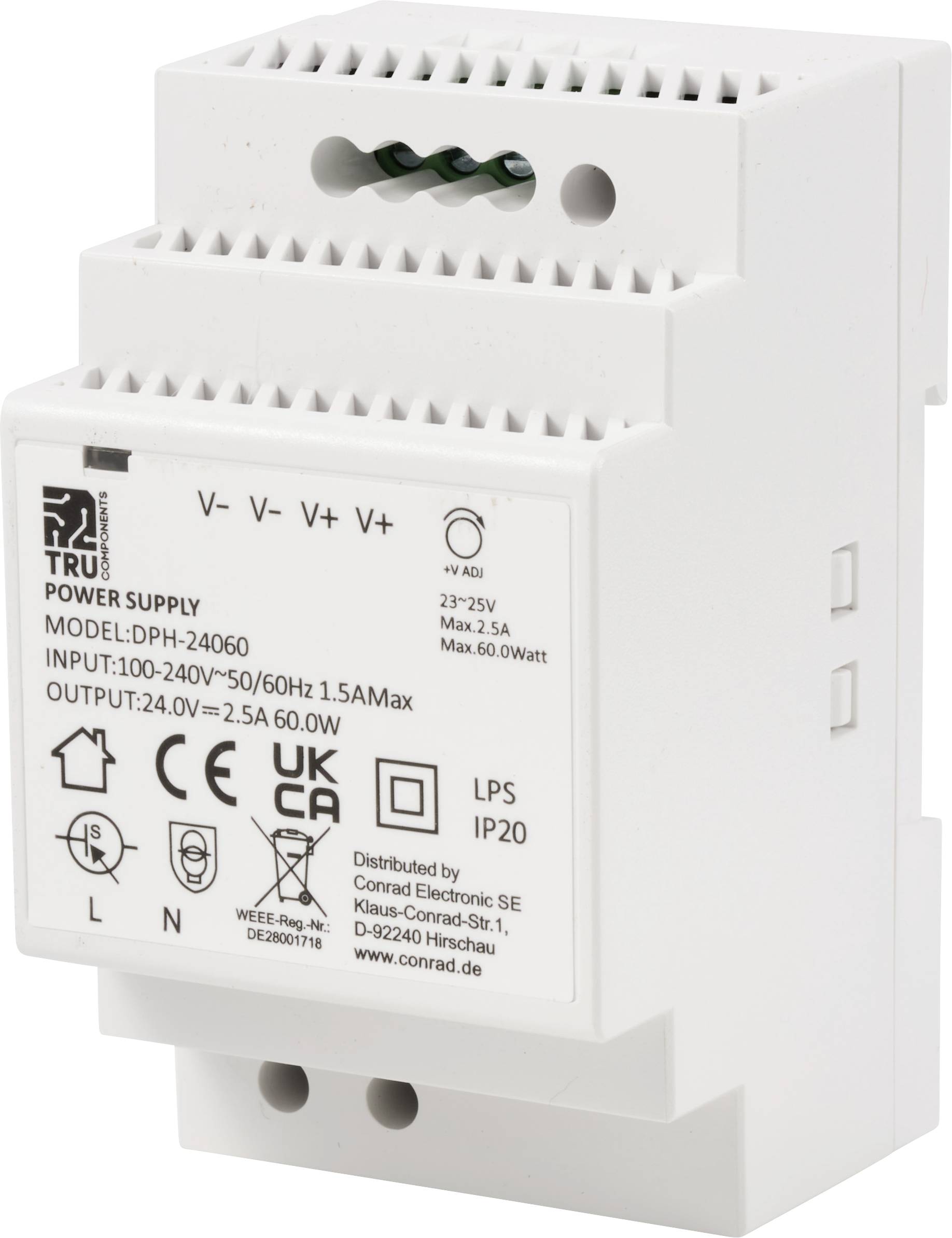 TRU COMPONENTS TC-10580820 DPH-24060 Rail PSU 24V DC 2.5A 60W 1 Ou...