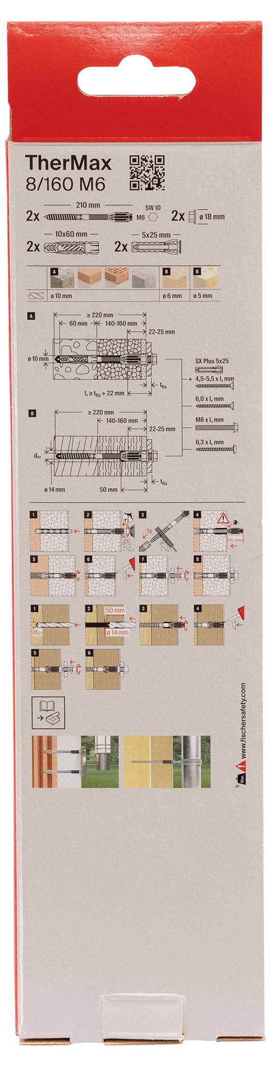 TherMax 8/160 M6 Verpackung: Montageanleitung mit Schritt-für-Schritt-Diagrammen und Bildern zur korrekten Installation.