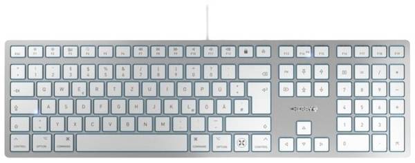 CHERRY KC 6000C FOR MAC Kabelgebunden Tastatur Deutsch, QWERTZ Silber, Weiß