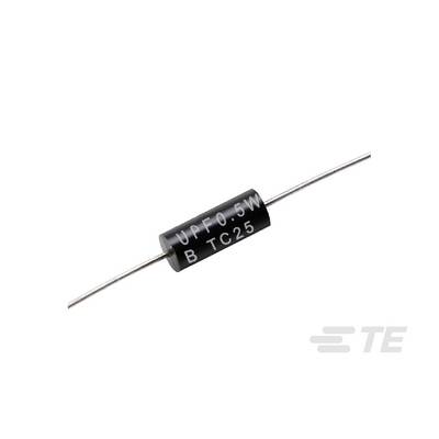 Schwarze zylindrische Diode mit silbernen Anschlussdrähten und Aufschrift 'UPF0.5W B TC25', verwendet in elektronischen Schaltungen.