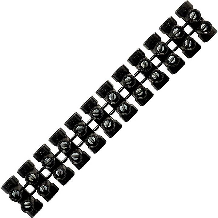 Eine Reihe von schwarzen, rechteckigen Perlen mit glänzenden Highlights, aneinandergereiht in einer Linie.