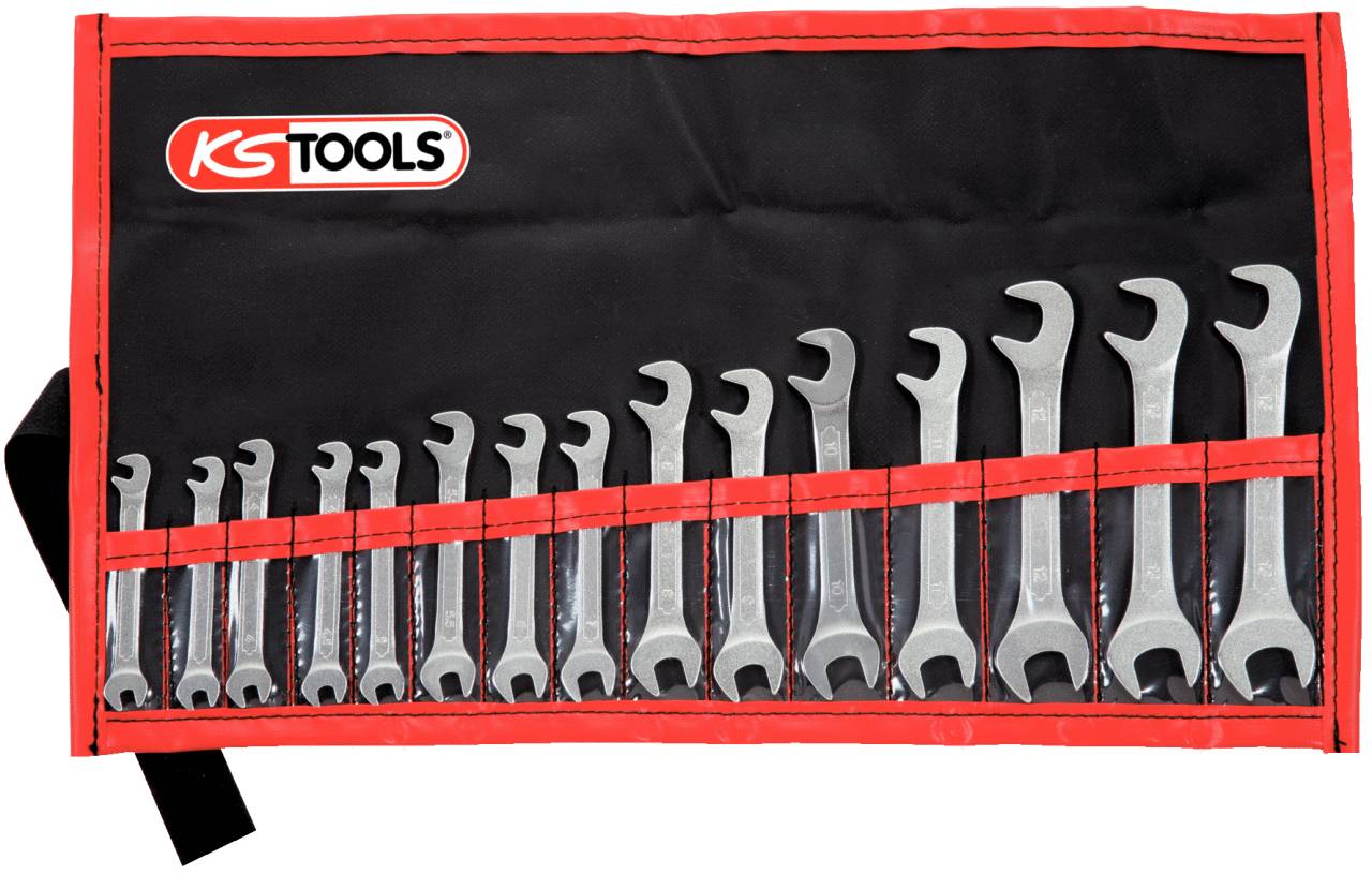 KS TOOLS Doppelmaulschlüssel-Satz,15°+75° 15-tlg3,2-14mm (517.1700)