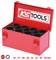 Roter Werkzeugkasten mit der Aufschrift 'KS TOOLS', enthält mehrere Steckschlüssel in den Größen 24 bis 36 mm.