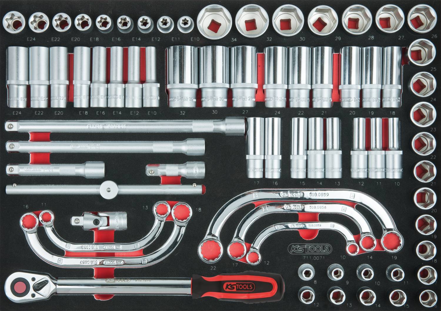 KS Tools 7110071 Steckschlüsselsatz zöllig 1/2" (12.5 mm) 711.0071