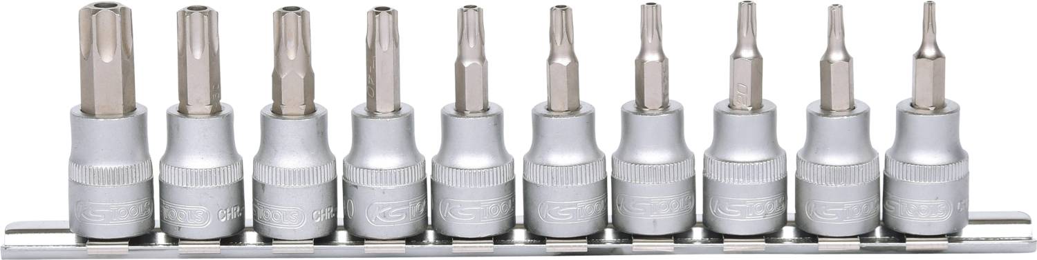 KS TOOLS 3/8\" Bit-Stecknuss-Satz, 10-tlg., TB10-TB55 mit Stirnlochbohrung (911.3940)