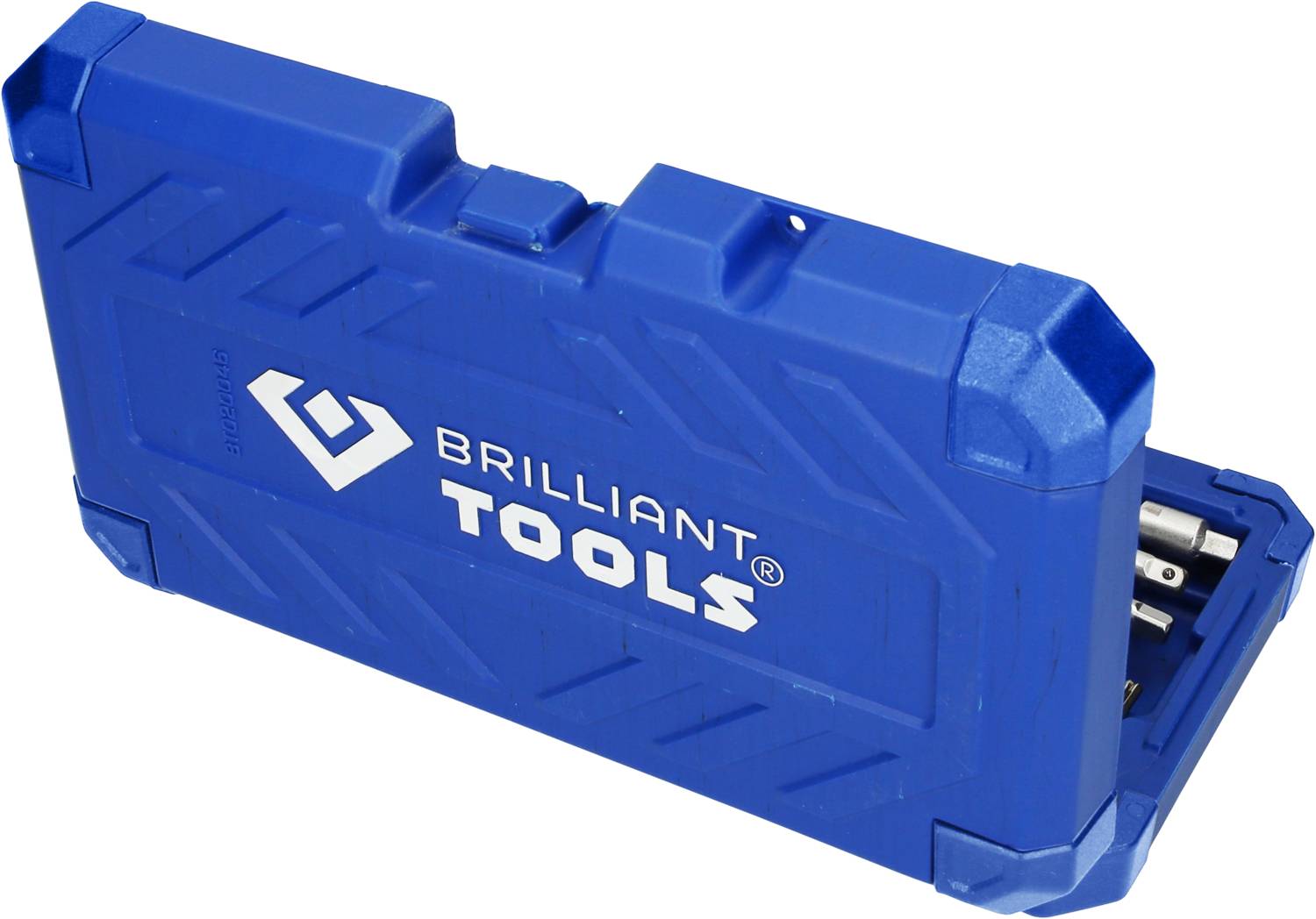 'Blauer Werkzeugkoffer mit dem Aufdruck BRILLIANT TOOLS.'