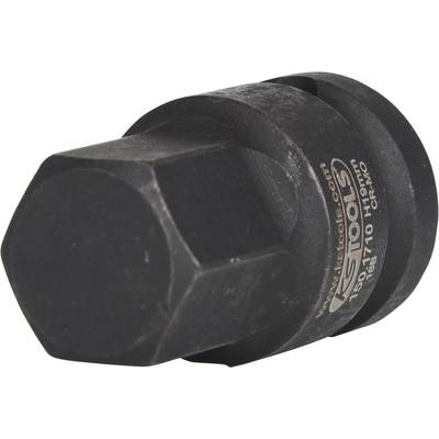 Schwarze Stecknuss aus Metall mit sechseckiger Öffnung, geeignet für den Gebrauch mit einem Drehmomentschlüssel.