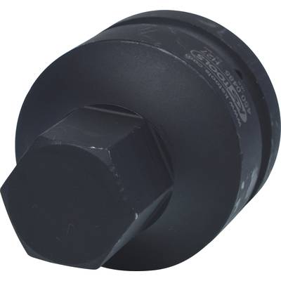 Schwarzer Metalladapter mit sechseckigem Kopf, verwendet für mechanische Werkzeuge. Rundes Design für festen Halt und vielseitigen Einsatz.