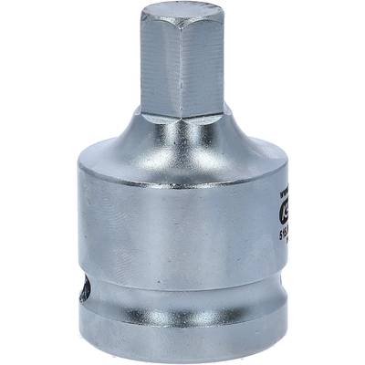 Ein silberner Stecknussadapter mit einem sechseckigen Ende. Verwendet zum Verbinden von Schraubenschlüsseln mit Steckschlüsseln.