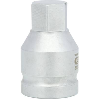 Metallischer Adapter mit sechseckiger Form, häufig für Werkzeuge oder mechanische Anwendungen verwendet.