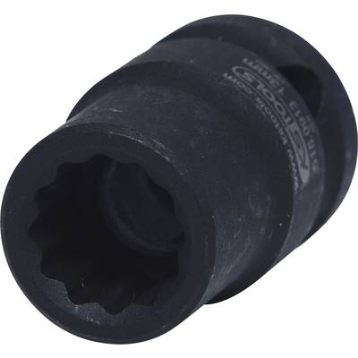 Eine schwarze Sechskant-Nuss aus Metall, oft zur Verwendung mit einem Drehmomentschlüssel oder einer Ratsche, zur Befestigung von Schrauben.