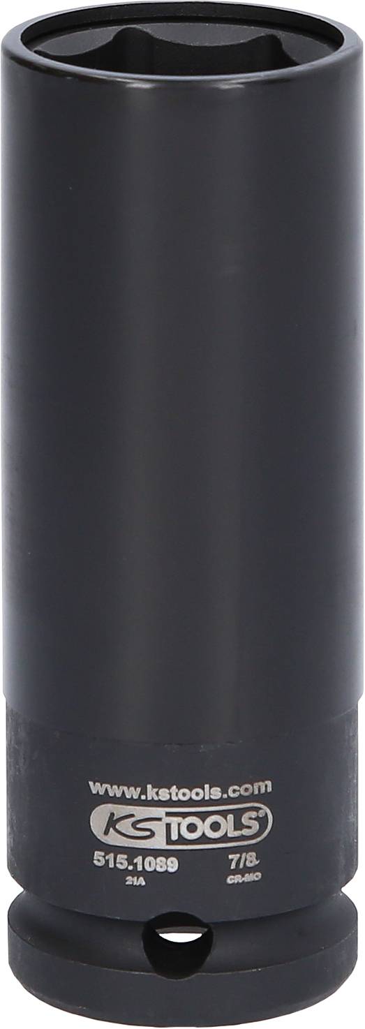 Schwarze Sechskant-Stecknuss von KS Tools, Modellnummer 515.1069, mit einer Größe von 7/8, geeignet für kraftvolle Anwendungen.