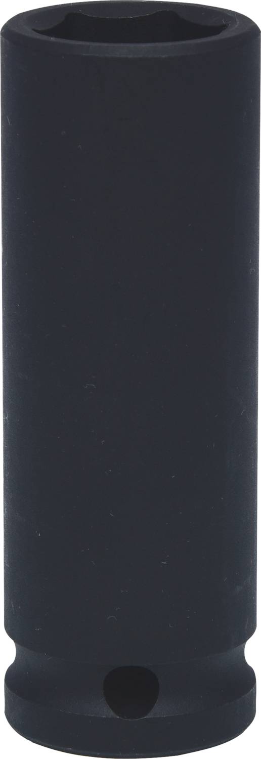 Ein schwarzer, zylindrischer Schraubenschlüsselaufsatz, typischerweise für Muttern oder Bolzen verwendet.