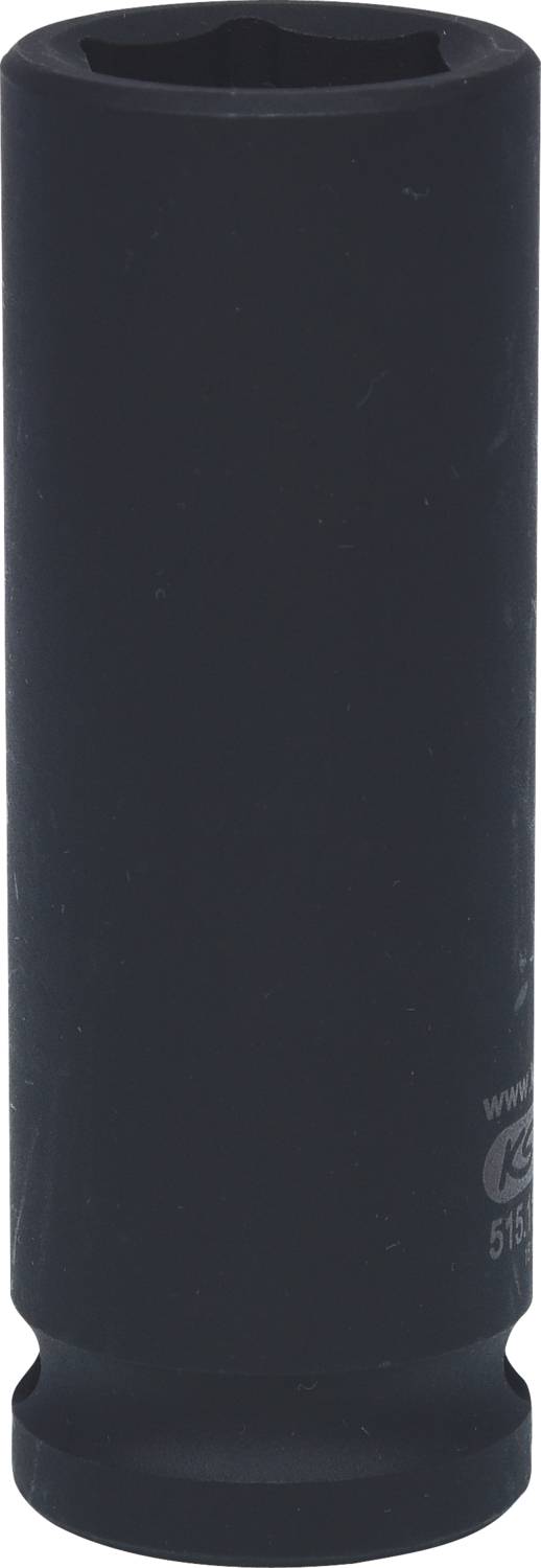 Schwarze Stecknuss aus Metall, zylindrische Form, geeignet für Schwerlastanwendungen und professionelle Werkzeugeinsätze.