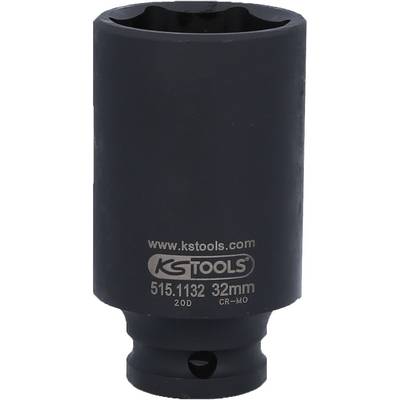 Schwarze 32mm Stecknuss mit der Aufschrift 'www.kstools.com KG TOOLS 515.1132 32mm 20D CR-MO'.用于拉長的ọrọ在 делу 版显示рC 胡昌湘’ sс Join С.订омоменскиеombra регистрации бы.