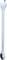 Ein silberner Schraubenschlüssel mit einem offenen und einem ringschlüssel Ende.
