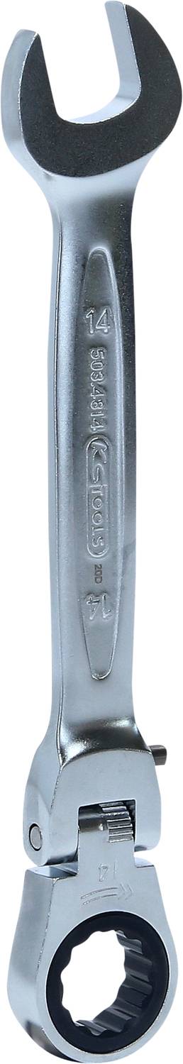 KS TOOLS GEARplus Gelenk-Ratschenringmaulschlüssel feststellbar, 14mm (503.4814)
