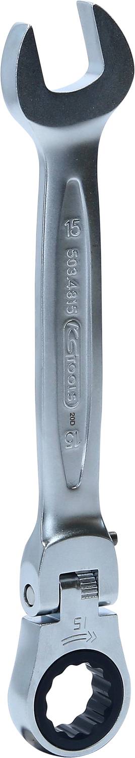 KS TOOLS GEARplus Gelenk-Ratschenringmaulschlüssel feststellbar, 15mm (503.4815)