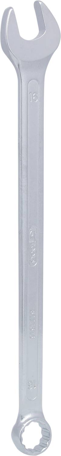 Ein silberner Maul-Ringschlüssel mit offener und geschlossener Seite, verwendet zum Festziehen und Lösen von Sechskantmuttern und -bolzen.