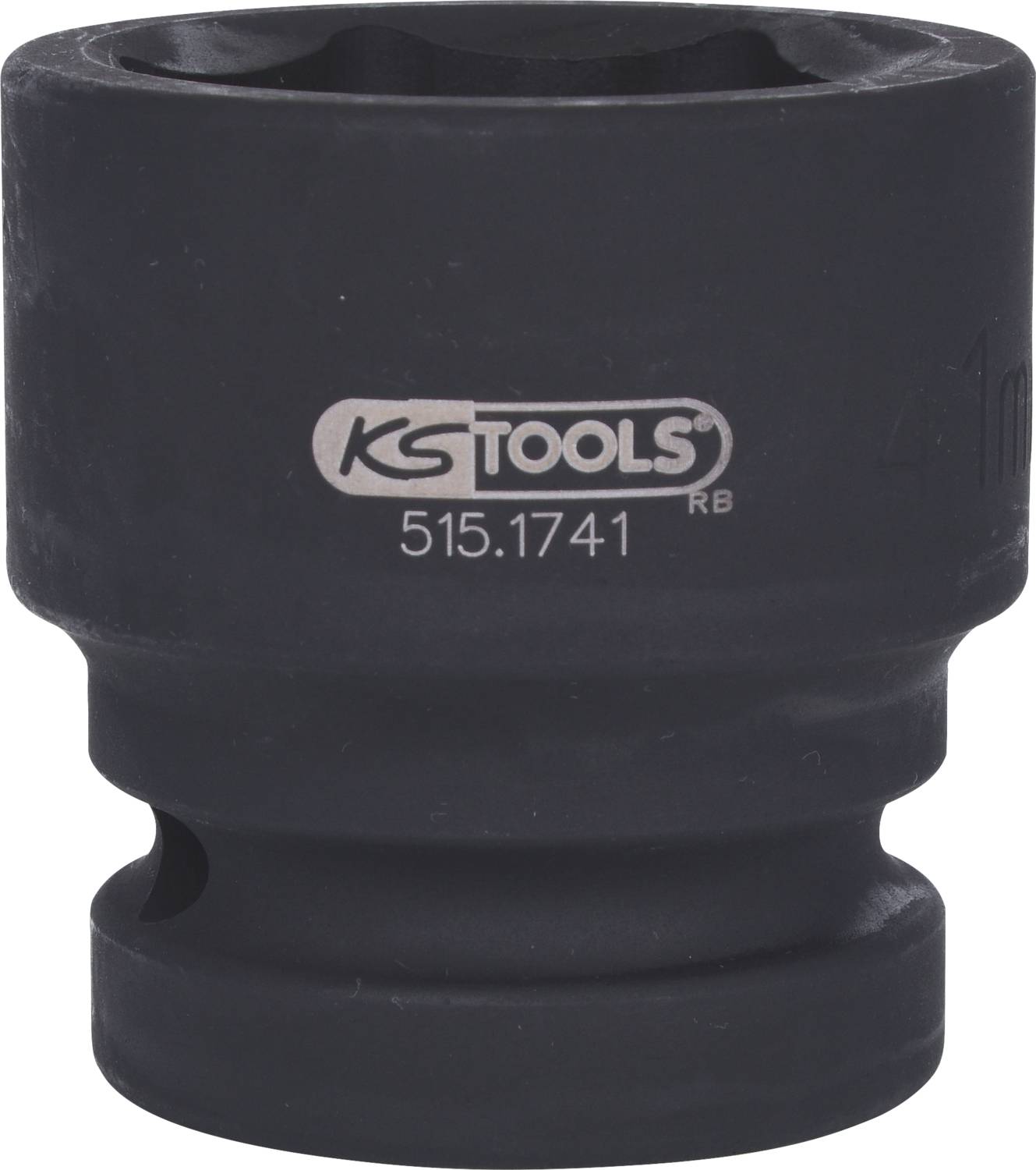 Schwarze Stecknuss mit der Aufschrift 'KS TOOLS 515.1741'. Sie wird zum Festziehen von Schrauben und Muttern verwendet.